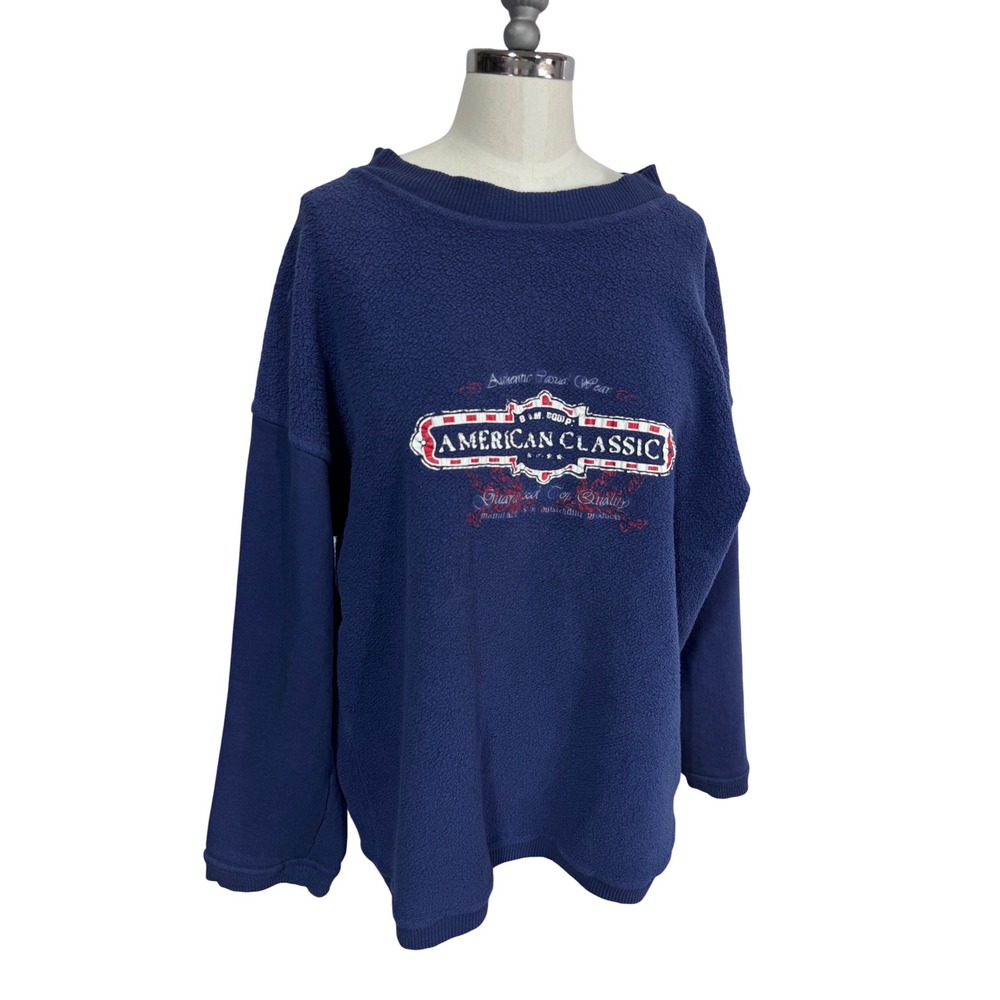 B.U.M. Equipment L Blue Sweatshirt Men's American Classic Vintage Fleece‎